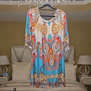 Vibrant Teal Paisley Women's Tunic